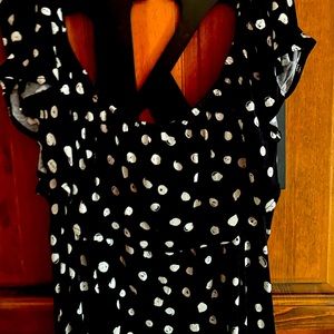 Lane Bryant cap-sleeved ruffle-neck dress.